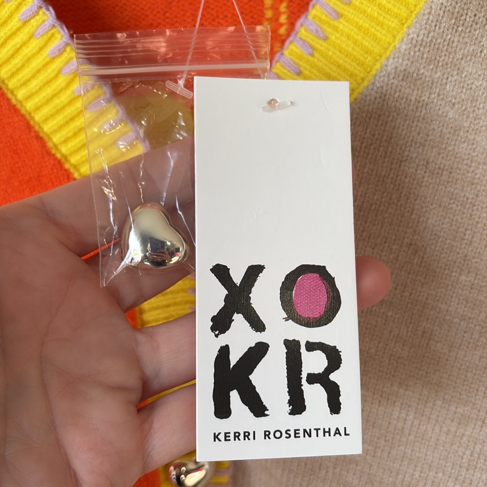 NWT Kerri Rosenthal XOKR Colorblock Heart Sun Slouchy Cardigan Medium - Picture 3 of 12